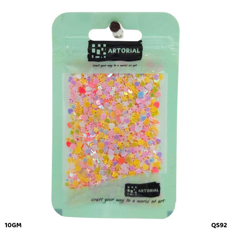 Gift To Love | Heart Star Sequins | Color : Multi | Pcs : 10 Gm | Code : QS92