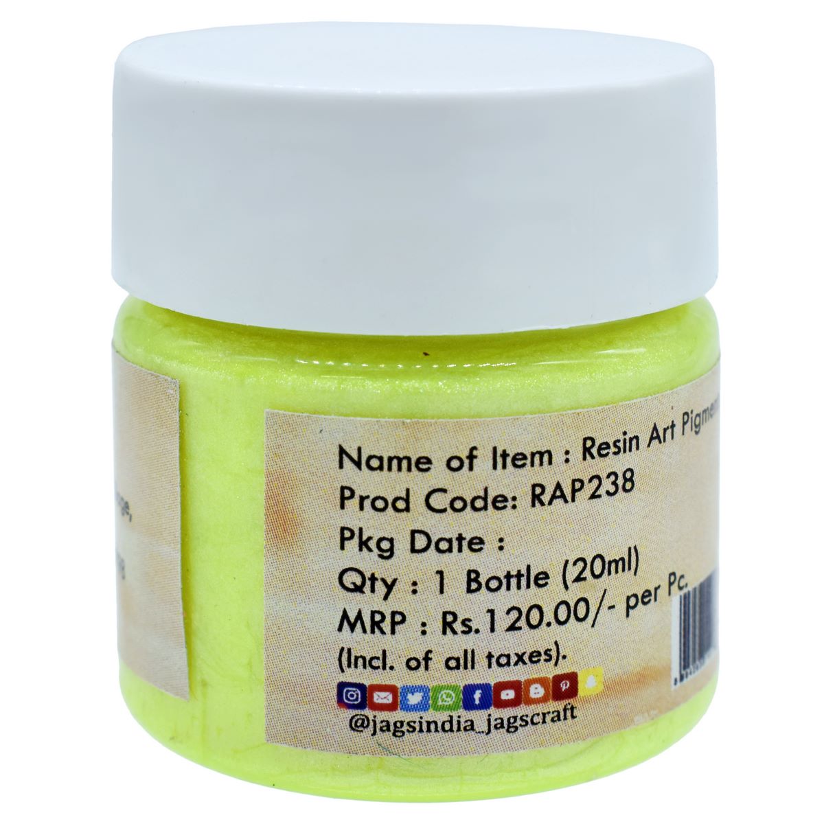 Gift To Love | Resin Art Pigments | Color : Lime Yellow | Size : 20 Ml | Code : RAP238