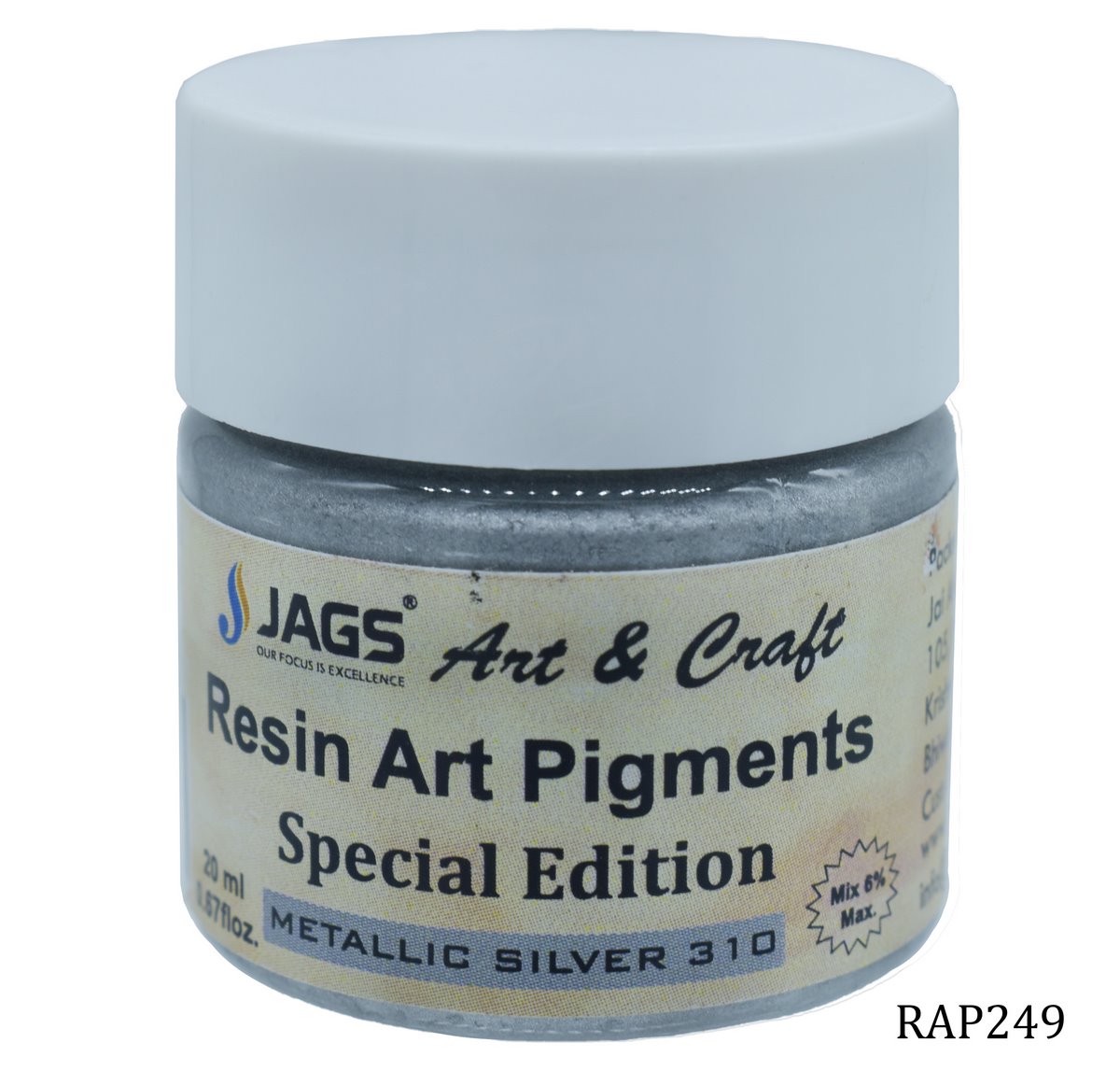 Gift To Love | Resin Art Pigments | Color : Metallic Silver | Size : 20 Ml | Code : RAP249