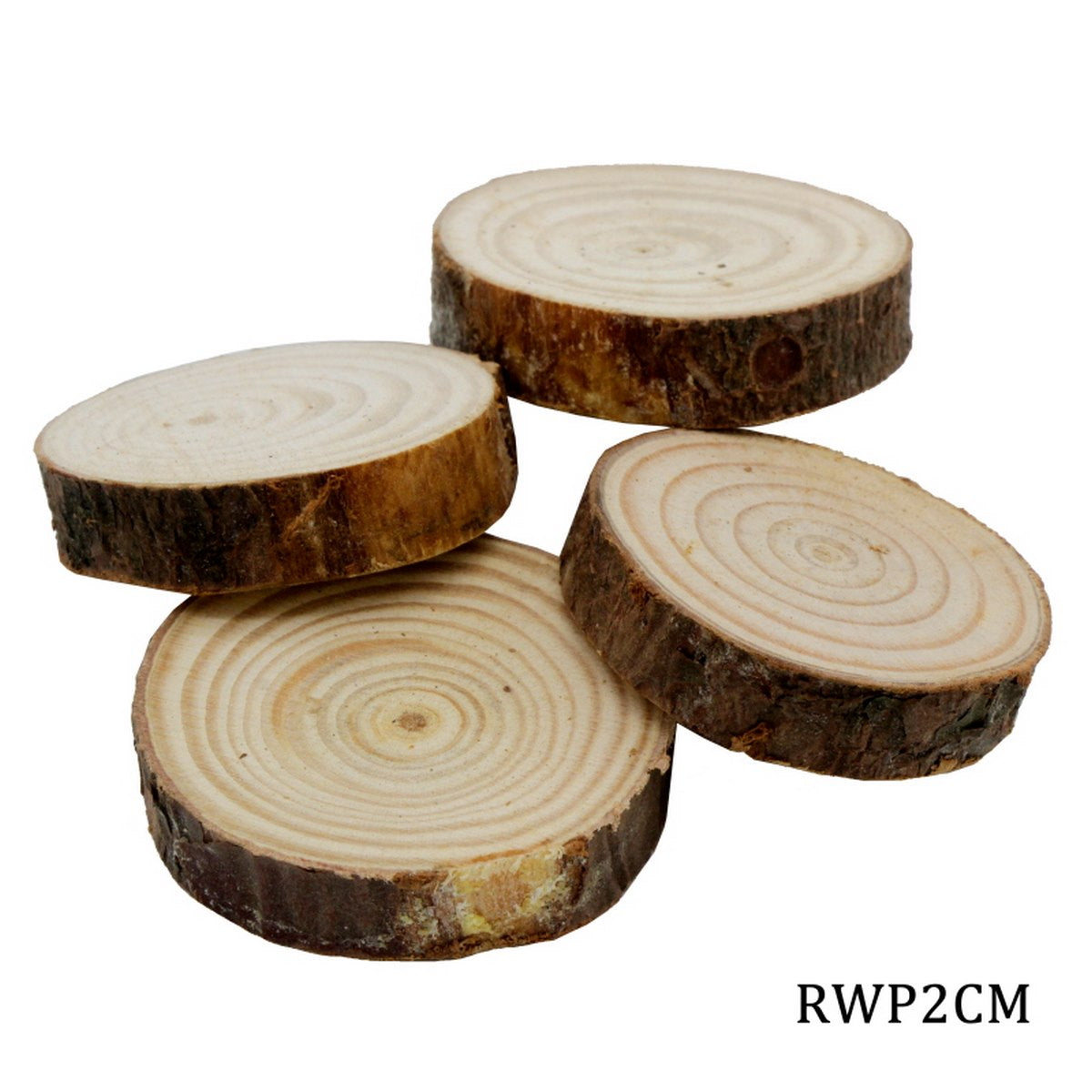 Gift To Love | Round Wood Plate | Size : 2 Cm To 3 Cm | Pcs : 4 Pcs Set | Code : RWP2CM