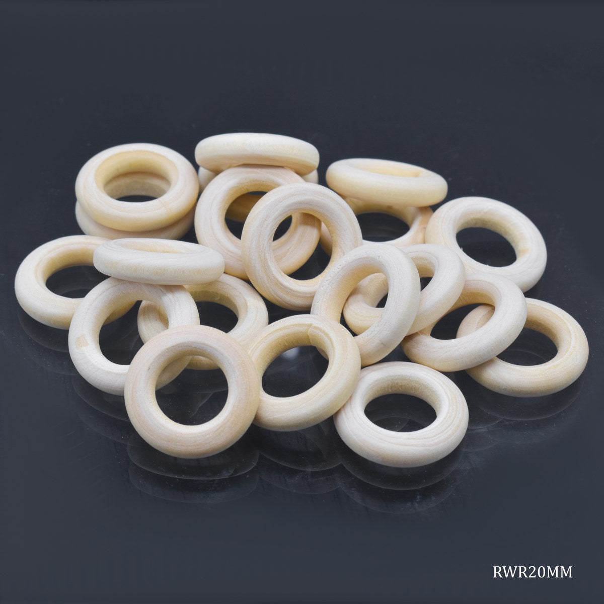 Gift To Love | Round Wooden Ring | Size : 20 Mm | Pcs : 20 Pcs Set | Code : RWR20MM