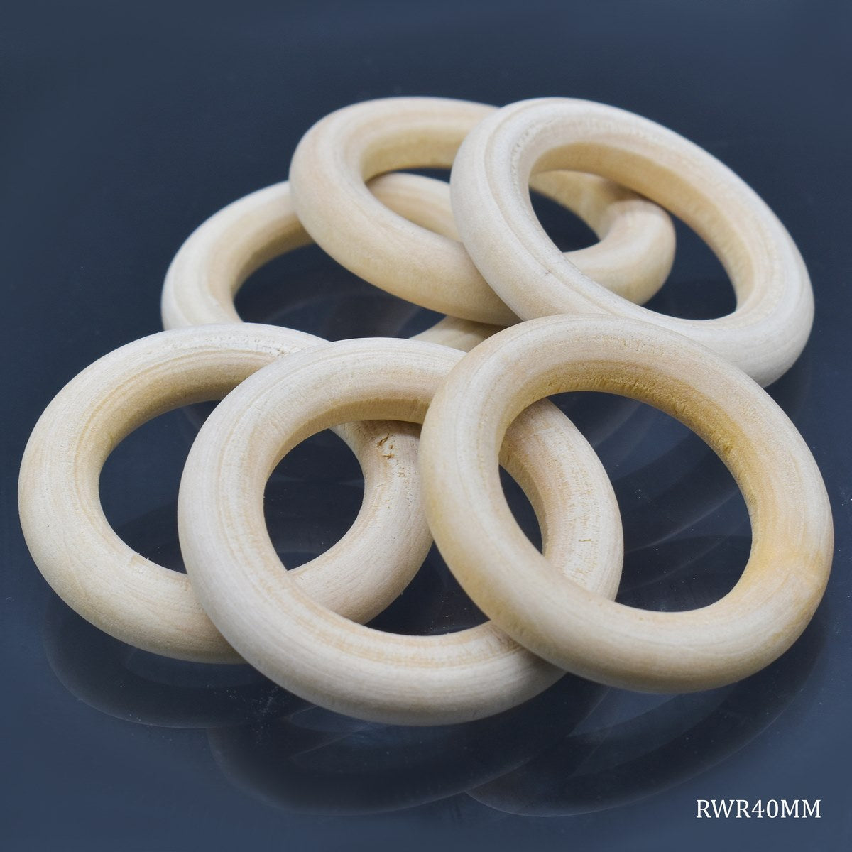 Gift To Love | Round Wooden Ring | Size : 40 Mm | Pcs : 6 Pcs Set | Code : RWR40MM