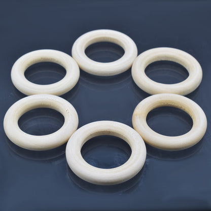 Gift To Love | Round Wooden Ring | Size : 40 Mm | Pcs : 6 Pcs Set | Code : RWR40MM