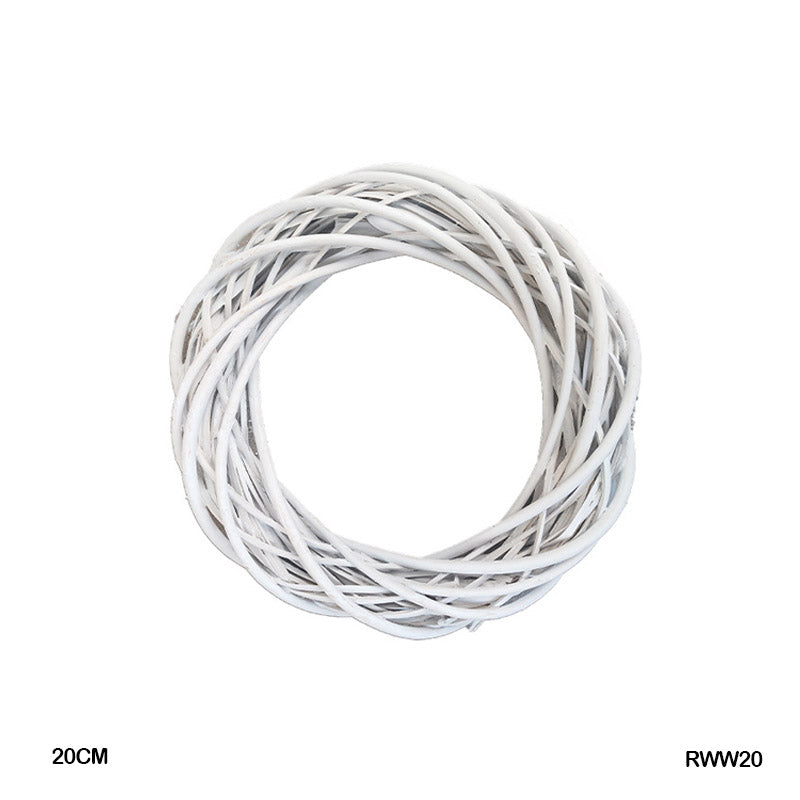 Gift To Love | Ring Wreath Rattan Wicker Diy | Color : White | Size : 20 Cm | Code : RWW20