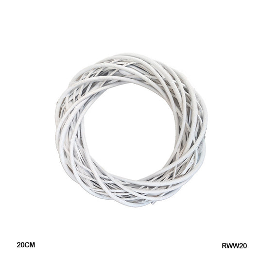 Gift To Love | Ring Wreath Rattan Wicker Diy | Color : White | Size : 20 Cm | Code : RWW20
