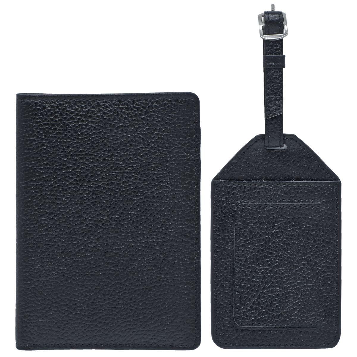 Gift To Love | 2 In 1 Passport Holder Luggage Tag | Color : Black | Code : SET7405BK