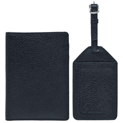 Gift To Love | 2 In 1 Passport Holder Luggage Tag | Color : Black | Code : SET7405BK