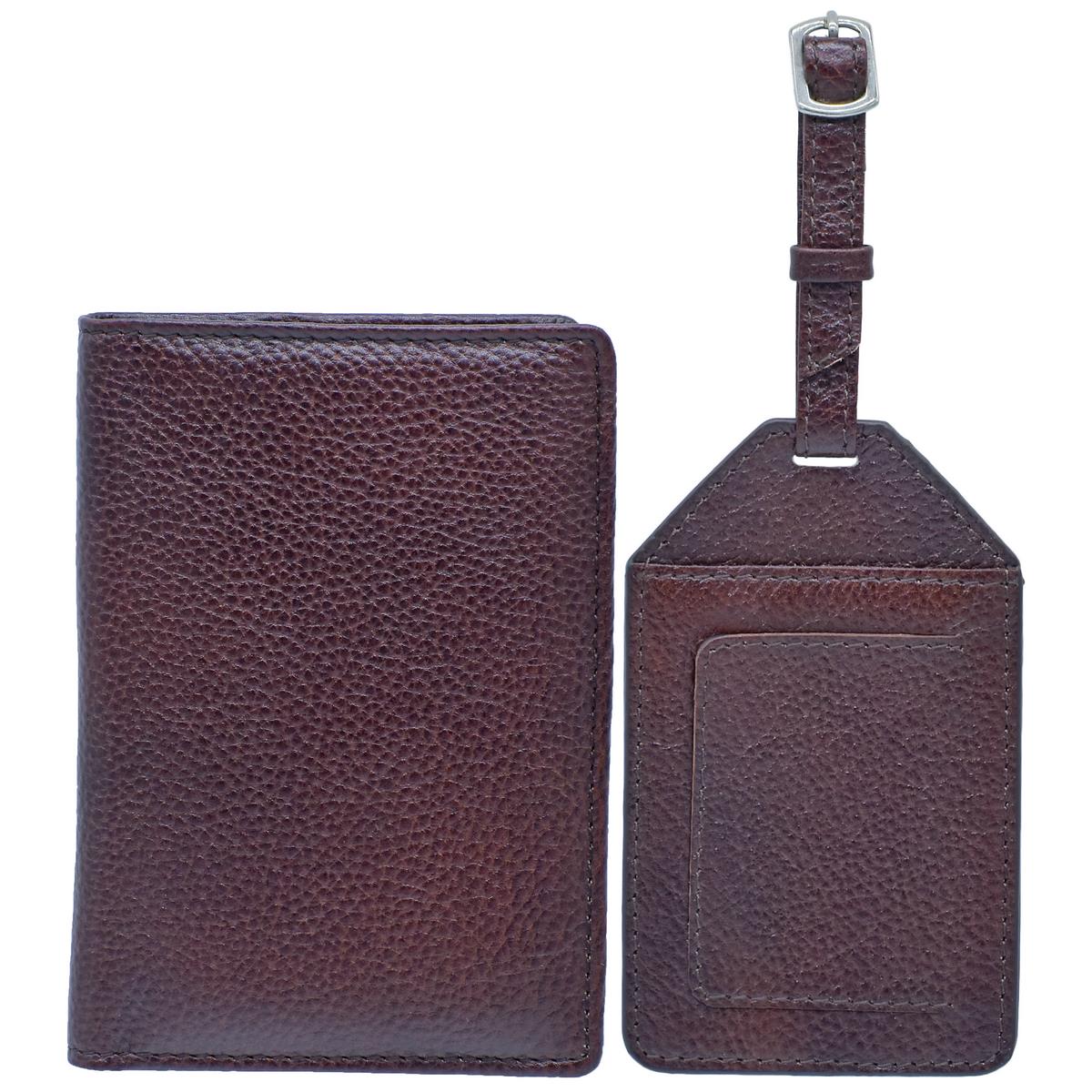 Gift To Love | 2 In 1 Passport Holder Luggage Tag | Color : Brown | Code : SET7405BN