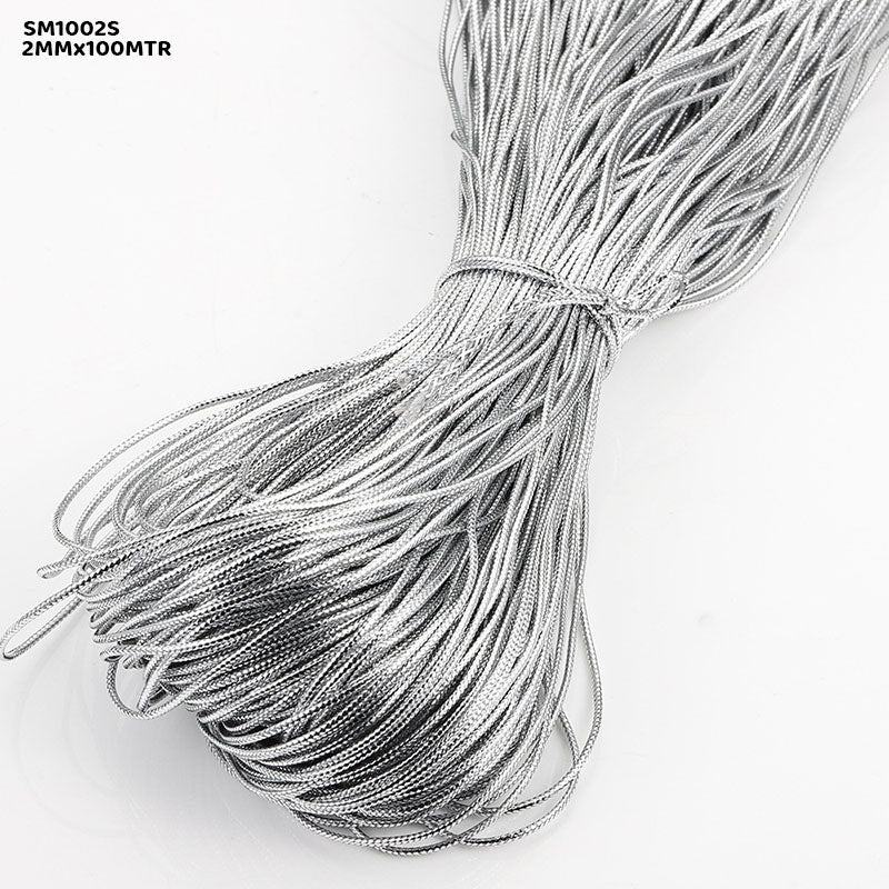 Gift To Love | Shimmer Metallic Cord Thread | Color : Silver | Size : 2 Mm X 100 Mtr | Code : SM1002S