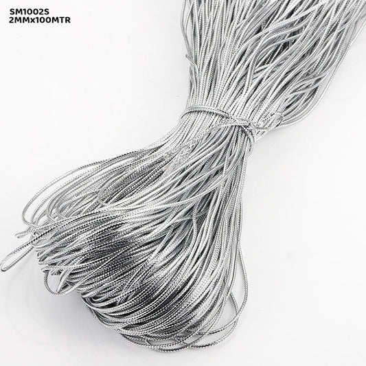 Gift To Love | Shimmer Metallic Cord Thread | Color : Silver | Size : 2 Mm X 100 Mtr | Code : SM1002S