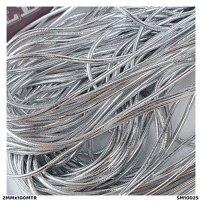 Gift To Love | Shimmer Metallic Cord Thread | Color : Silver | Size : 2 Mm X 100 Mtr | Code : SM1002S
