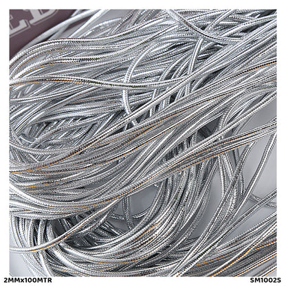 Gift To Love | Shimmer Metallic Cord Thread | Color : Silver | Size : 2 Mm X 100 Mtr | Code : SM1002S