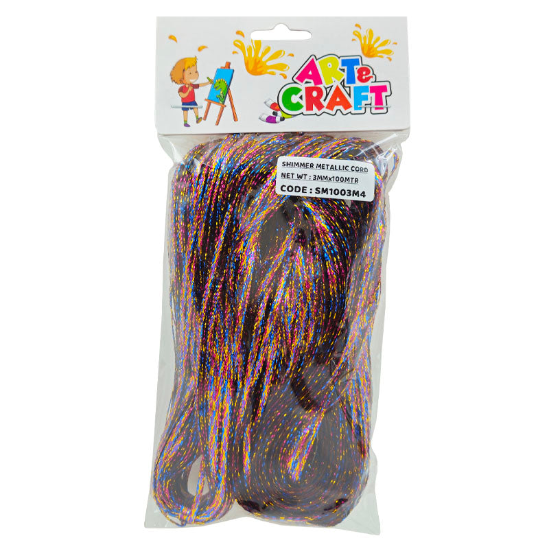 Gift To Love | Shimmer Metallic Cord Thread | Color : Multi | Size : 3 Mm X 100 Mtr | Code : SM1003M4