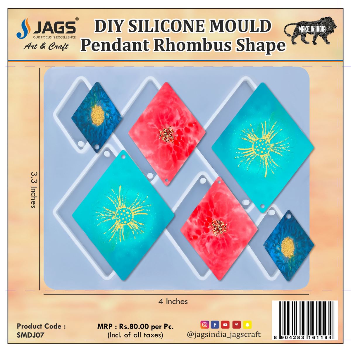 Gift To Love | Silicone Mould Diy Jewelry Locket Pendant Rhombus | Code : SMDJ07