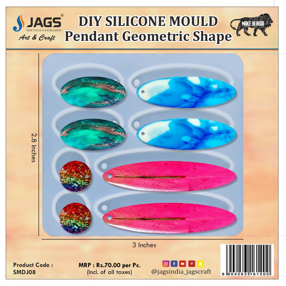 Gift To Love | Silicone Mould Diy Jewelry Locket Pendant Geometric | Code : SMDJ08