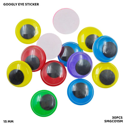 Gift To Love | Googly Eye Colored | Color : Multi | Size : 15 Mm | Pcs : 30 Pcs | Code : SMGCO15M