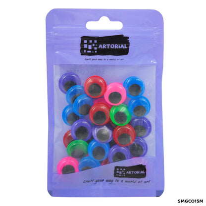 Gift To Love | Googly Eye Colored | Color : Multi | Size : 15 Mm | Pcs : 30 Pcs | Code : SMGCO15M