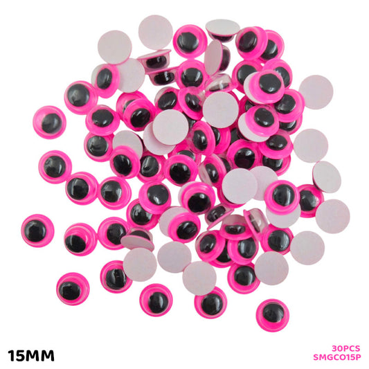 Gift To Love | Googly Eye Colored 15MM Pink 30PCS | Code : SMGCO15P