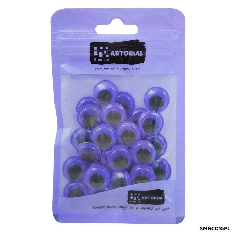Gift To Love | Googly Eye Colored | Color : Purple | Size : 15 Mm | Pcs : 30 Pcs | Code : SMGCO15PL