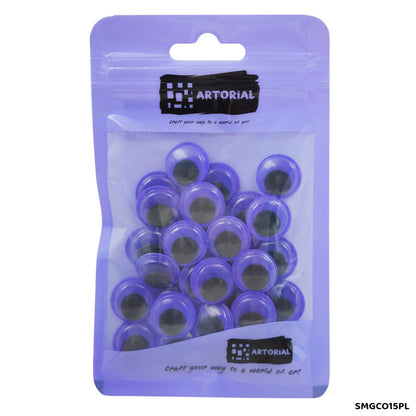 Gift To Love | Googly Eye Colored | Color : Purple | Size : 15 Mm | Pcs : 30 Pcs | Code : SMGCO15PL