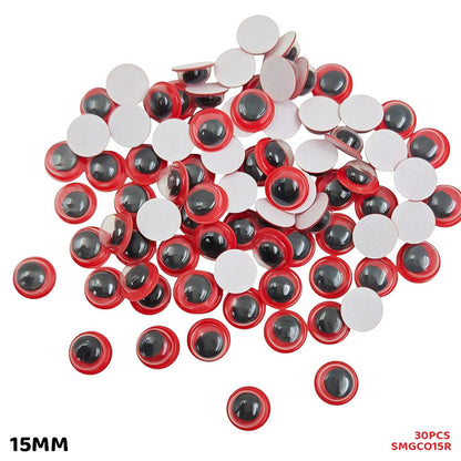 Gift To Love | Googly Eye Colored | Color : Red | Size : 15 Mm | Pcs : 30 Pcs | Code : SMGCO15R