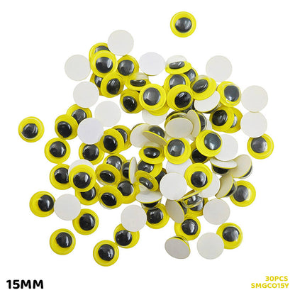 Gift To Love | Googly Eye Colored | Color : Yellow | Size : 15 Mm | Pcs : 30 Pcs | Code : SMGCO15Y