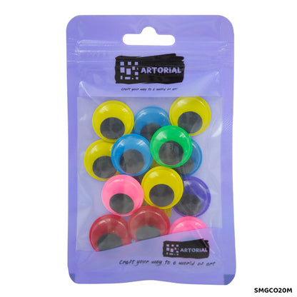 Gift To Love | Googly Eye Colored | Color : Multi | Size : 20 Mm | Pcs : 15 Pcs | Code : SMGCO20M