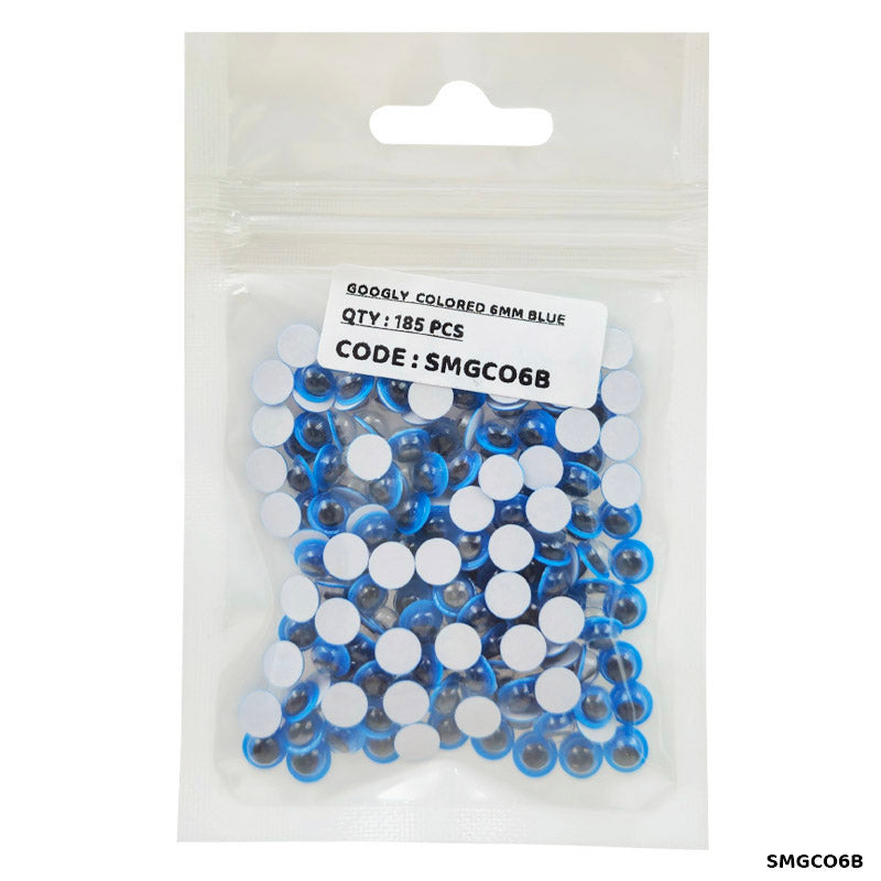 Gift To Love | Googly Eye Colored Sticker | Color : Blue | Size : 6 Mm | Pcs : 185 Pcs | Code : SMGCO6B