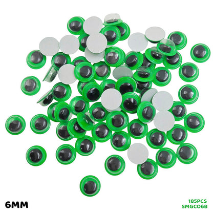 Gift To Love | Googly Eye Colored Sticker | Color : Green | Size : 6 Mm | Pcs : 185 Pcs | Code : SMGCO6G