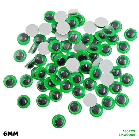 Gift To Love | Googly Eye Colored Sticker | Color : Green | Size : 6 Mm | Pcs : 185 Pcs | Code : SMGCO6G