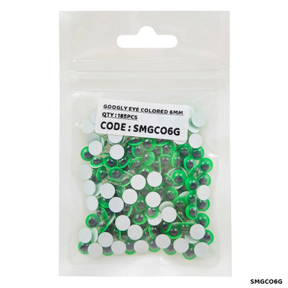 Gift To Love | Googly Eye Colored Sticker | Color : Green | Size : 6 Mm | Pcs : 185 Pcs | Code : SMGCO6G