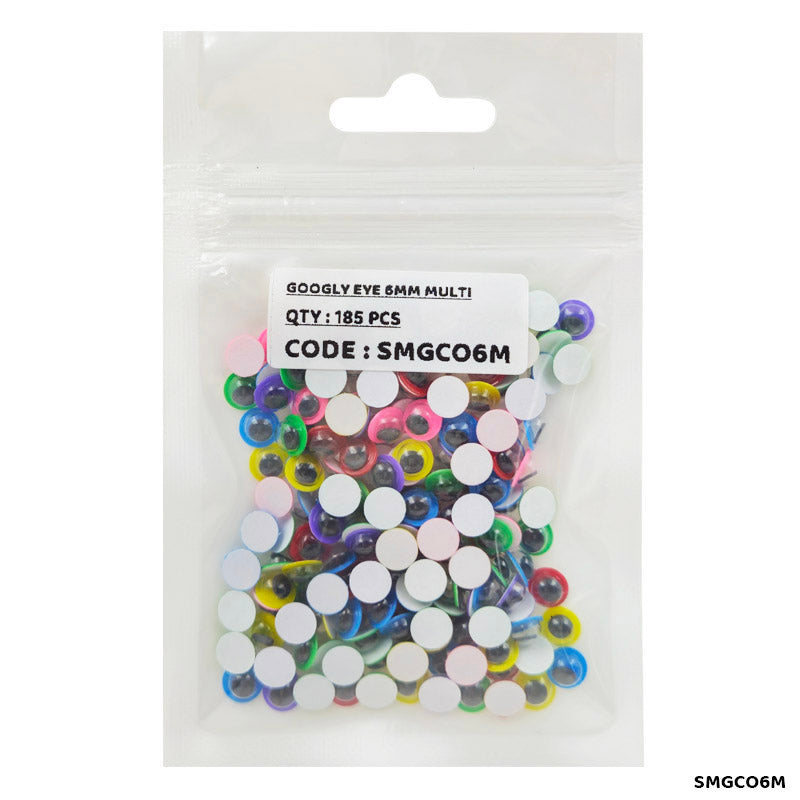 Gift To Love | Googly Eye Colored Sticker | Color : Multi | Size : 6 Mm | Pcs : 185 Pcs | Code : SMGCO6M