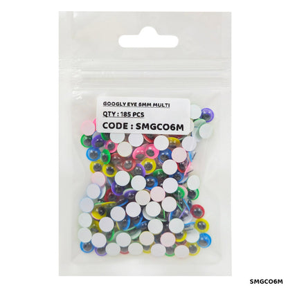 Gift To Love | Googly Eye Colored Sticker | Color : Multi | Size : 6 Mm | Pcs : 185 Pcs | Code : SMGCO6M