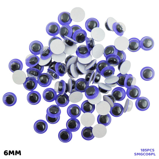 Gift To Love | Googly Eye Colored Sticker | Color : Purple | Size : 6 Mm | Pcs : 185 Pcs | Code : SMGCO6PL