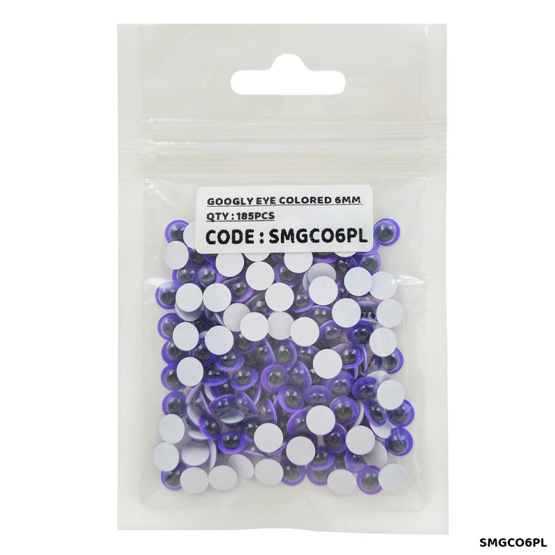 Gift To Love | Googly Eye Colored Sticker | Color : Purple | Size : 6 Mm | Pcs : 185 Pcs | Code : SMGCO6PL