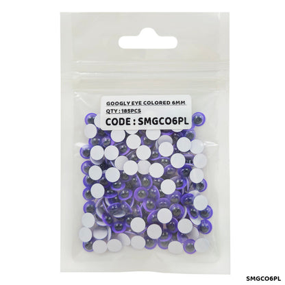 Gift To Love | Googly Eye Colored Sticker | Color : Purple | Size : 6 Mm | Pcs : 185 Pcs | Code : SMGCO6PL