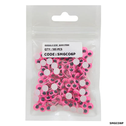 Gift To Love | Googly Eye Colored Sticker | Color : Pink | Size : 6 Mm | Pcs : 185 Pcs | Code : SMGCO6P