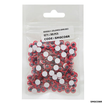 Gift To Love | Googly Eye Colored Sticker | Color : Red | Size : 6 Mm | Pcs : 185 Pcs | Code : SMGCO6R