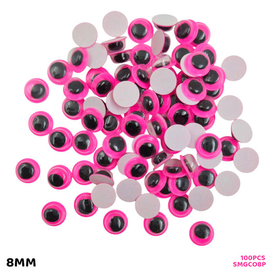 Gift To Love | Googly Eye Colored Sticker | Color : Pink | Size : 8 Mm | Pcs : 100 Pcs | Code : SMGCO8P
