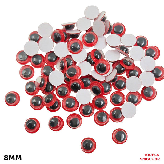 Gift To Love | Googly Eye Colored Sticker | Color : Red | Size : 8 Mm | Pcs : 100 Pcs | Code : SMGCO8R