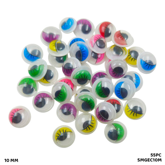 Gift To Love | Googly Eye With Eyelash | Color : Multi | Size : 10 Mm | Pcs : 55 Pc | Code : SMGEC10M