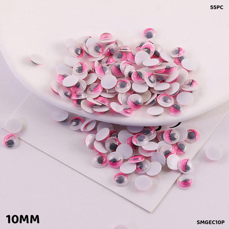 Gift To Love | Googly Eye With Eyelash | Color : Pink | Size : 10 Mm | Pcs : 55 Pcs | Code : SMGEC10P