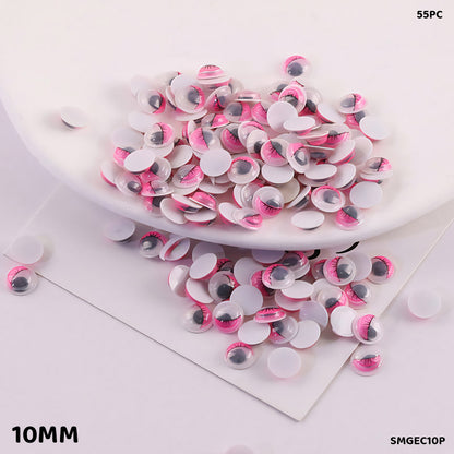Gift To Love | Googly Eye With Eyelash | Color : Pink | Size : 10 Mm | Pcs : 55 Pcs | Code : SMGEC10P