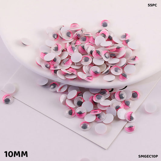 Gift To Love | Googly Eye With Eyelash | Color : Pink | Size : 10 Mm | Pcs : 55 Pcs | Code : SMGEC10P