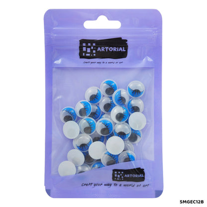 Gift To Love | Googly Eye With Eyelash | Color : Blue | Size : 12 Mm | Pcs : 40 Pcs | Code : SMGEC12B
