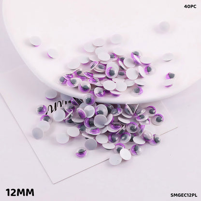 Gift To Love | Googly Eye With Eyelash | Color : Purple | Size : 12 Mm | Pcs : 40 Pcs | Code : SMGEC12PL