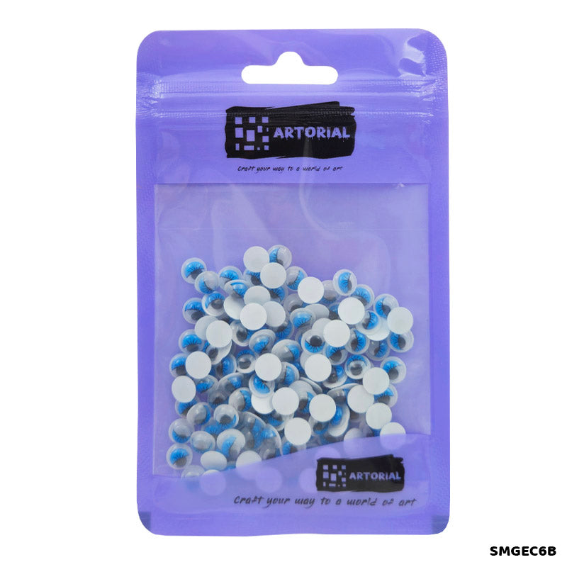 Gift To Love | Googly Eye With Eyelash | Color : Blue | Size : 6 Mm | Pcs : 125 Pcs | Code : SMGEC6B