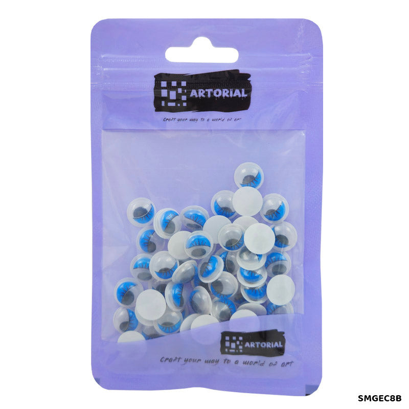 Gift To Love | Googly Eye With Eyelash | Color : Blue | Size : 8 Mm | Pcs : 70 Pcs | Code : SMGEC8B