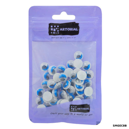 Gift To Love | Googly Eye With Eyelash | Color : Blue | Size : 8 Mm | Pcs : 70 Pcs | Code : SMGEC8B