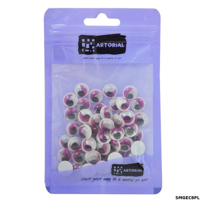 Gift To Love | Googly Eye With Eyelash | Color : Purple | Size : 8 Mm | Pcs : 70 Pcs | Code : SMGEC8PL